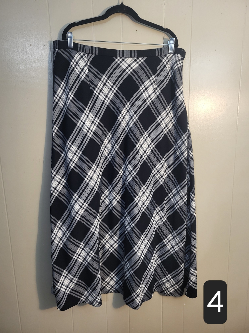Cato Black and White Plaid A-Line Skirt